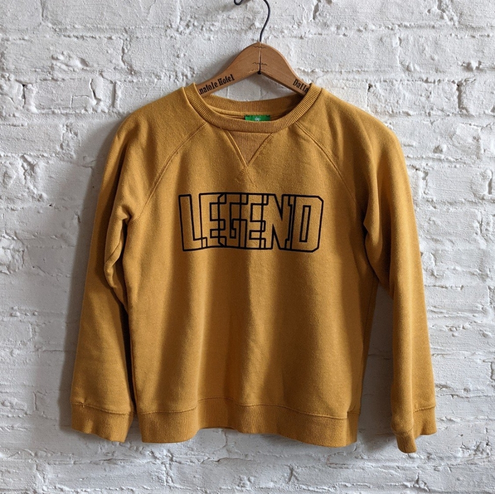 Mustard Legend Black Velvet Letters Crewneck Sweat